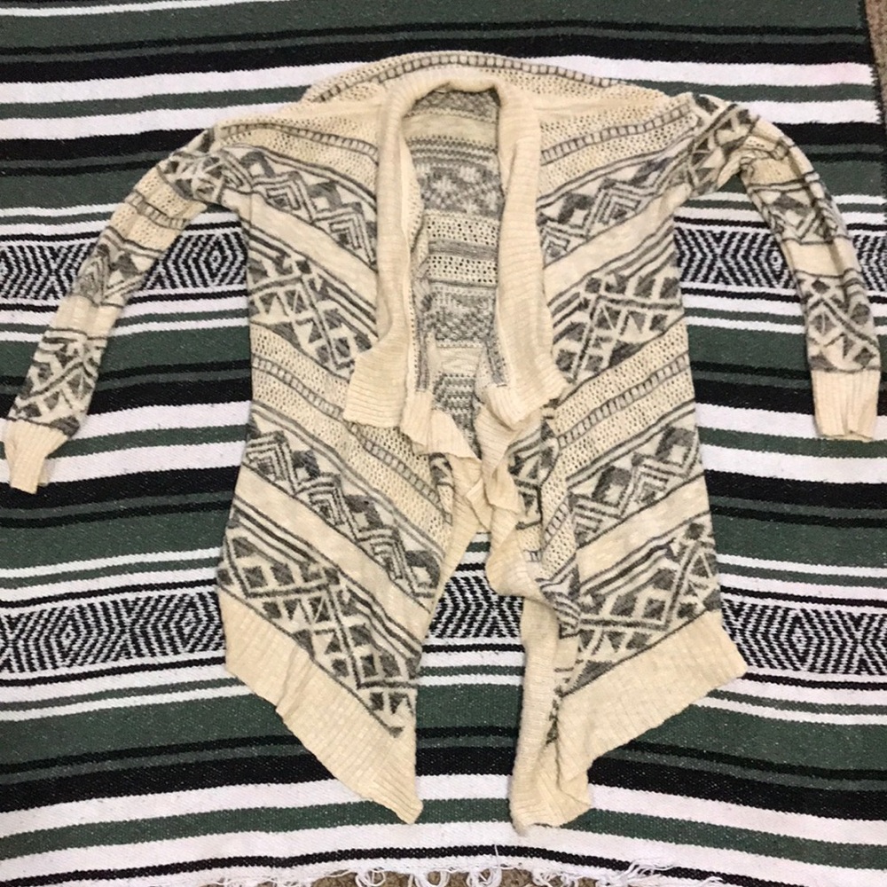 Pink Rose L Aztec lightweight Hi-Low cardigan